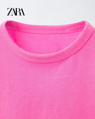 ZARA PINK PLAIN T-SHIRT