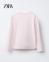 ZARA PINK RIBBED LONG SLEEVE T-SHIRT