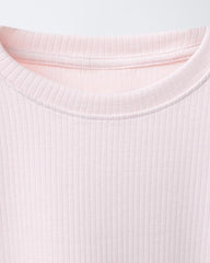 ZARA PINK RIBBED LONG SLEEVE T-SHIRT