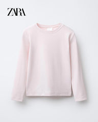 ZARA PINK RIBBED LONG SLEEVE T-SHIRT