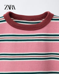 ZARA PINK STRIPED HEAVYWEIGHT T-SHIRT