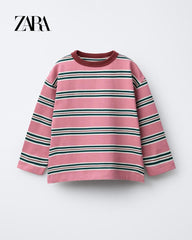 ZARA PINK STRIPED HEAVYWEIGHT T-SHIRT