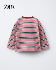 ZARA PINK STRIPED HEAVYWEIGHT T-SHIRT