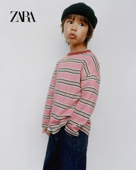 ZARA PINK STRIPED HEAVYWEIGHT T-SHIRT