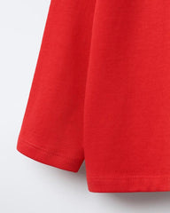 ZARA RED T-SHIRT WITH FLOCKED SLOGAN