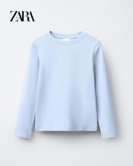 ZARA SKY BLUE RIBBED LONG SLEEVE T-SHIRT