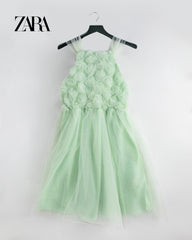 ZARA SOFT GREEN DECORATIVE TULLE DRESS