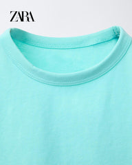ZARA TURQUOISE PLAIN T-SHIRT