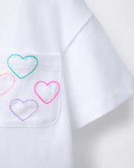 ZARA WHITE EMBROIDERED POCKET T-SHIRT