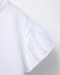 ZARA WHITE FLOWER COLLECTOR PRINTED RUFFLE T-SHIRT