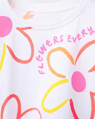 ZARA WHITE FLOWERS EVERY DAY T-SHIRT