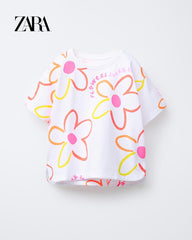 ZARA WHITE FLOWERS EVERY DAY T-SHIRT