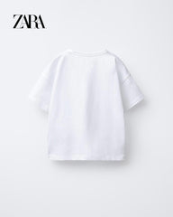 ZARA WHITE FLOWERS PRINTED T-SHIRT