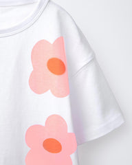 ZARA WHITE FLOWERS PRINTED T-SHIRT