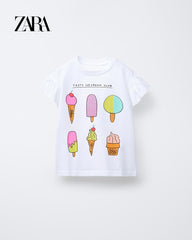 ZARA WHITE ICECREAM RUFFLE T-SHIRT