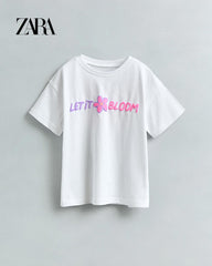 ZARA WHITE LET IT BLOOM T-SHIRT