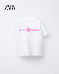 ZARA WHITE LET IT BLOOM T-SHIRT