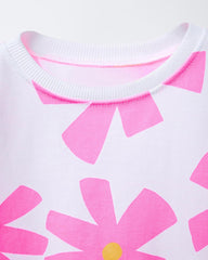 ZARA WHITE PINK FLOWERS PRINT T-SHIRT
