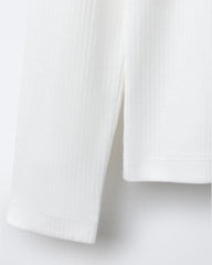 ZARA WHITE RIBBED LONG SLEEVE T-SHIRT