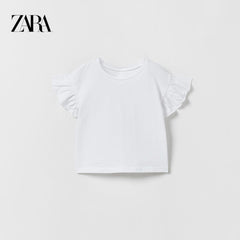 ZARA WHITE RUFFLE T-SHIRT
