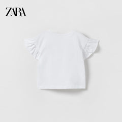 ZARA WHITE RUFFLE T-SHIRT