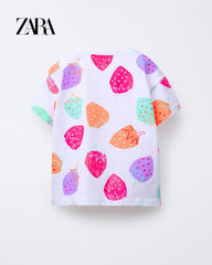 ZARA WHITE STRAWBERRIES PRINTED T-SHIRT