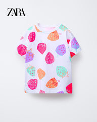 ZARA WHITE STRAWBERRIES PRINTED T-SHIRT