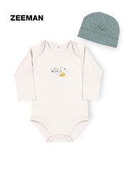 ZEEMAN HI WORLD PRINTED ROMPER WITH CAP