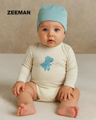 ZEEMAN OFF WHITE HELLO DINO ROMPER WITH CAP