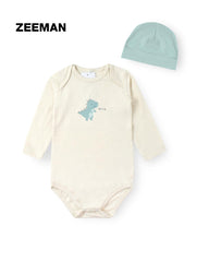 ZEEMAN OFF WHITE HELLO DINO ROMPER WITH CAP