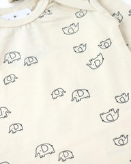 ZEEMAN OFF WHITE LITTLE ELE PRINTED ROMPER WITH CAP