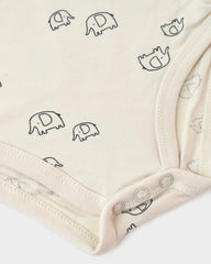 ZEEMAN OFF WHITE LITTLE ELE PRINTED ROMPER WITH CAP