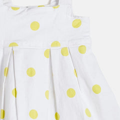 ZIPPY NATURAL WHITE POLKA DOT DENIM FROCK