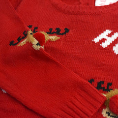 ZIPPY RED DEER POM POM SWEATER