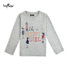 INFLUX GREY PREPPY GIRL LONG SLEEVE T-SHIRT