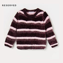 RESERVED PURPLE STRIPED GIRLS CROP STYLE SWEATER