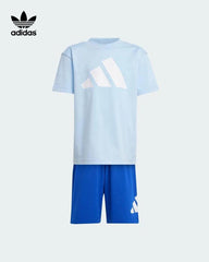 ADIDAS GLOW BLUE ESSENTIALS TEE & SHORT SET