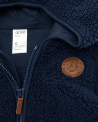 ANKO NAVY TEDDY FLEECE ZIP HOODIE