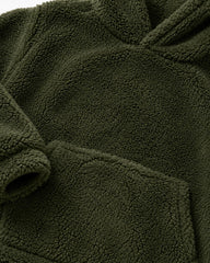 ANKO OLIVE GREEN TEDDY FLEECE PULLOVER HOODIE