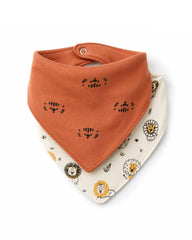 BABY 2 PACK LION PRINTED BIB SET