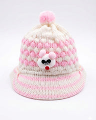 BABY PINK & WHITE BUNNY KNITTED PCAP