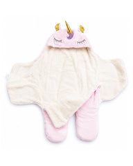BABY UNICORN PINK PLUSH SWADDLE WRAP BLANKET