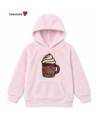 BEUTEES PINK SEQUIN HOT CHOCOLATE FLEECE HOODIE