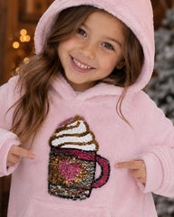 BEUTEES PINK SEQUIN HOT CHOCOLATE FLEECE HOODIE