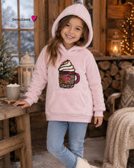 BEUTEES PINK SEQUIN HOT CHOCOLATE FLEECE HOODIE