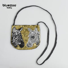 BLUEZOO GREY ZEBRA SEQUINED MINI PURSE