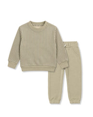 BOYS BEIGE STRIPED SWEATSHIRT WITH JOGGER SET