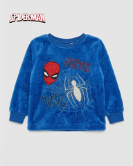 BOYS BLUE SPIDERMAN FLEECE PYJAMA SET