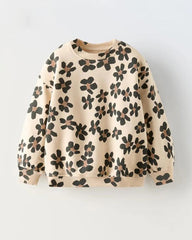 BRANDED BEIGE FLORAL PRINTED SWEATSHIRT 2 PCS SET