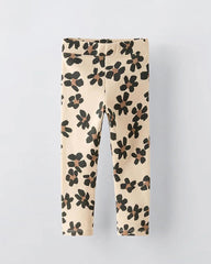 BRANDED BEIGE FLORAL PRINTED LEEGING